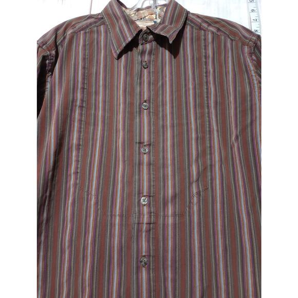 Robert Graham Shirt Mens Medium Multicolor Striped Dress Button Up Silk Blend - Picture 2 of 9